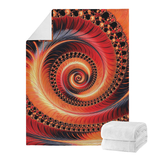 Orange Fractal Print Blanket