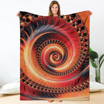 Orange Fractal Print Blanket