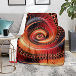 Orange Fractal Print Blanket