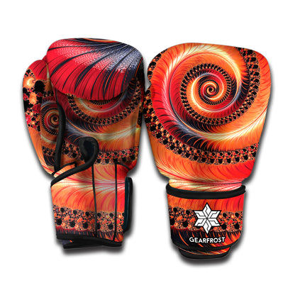Orange Fractal Print Boxing Gloves
