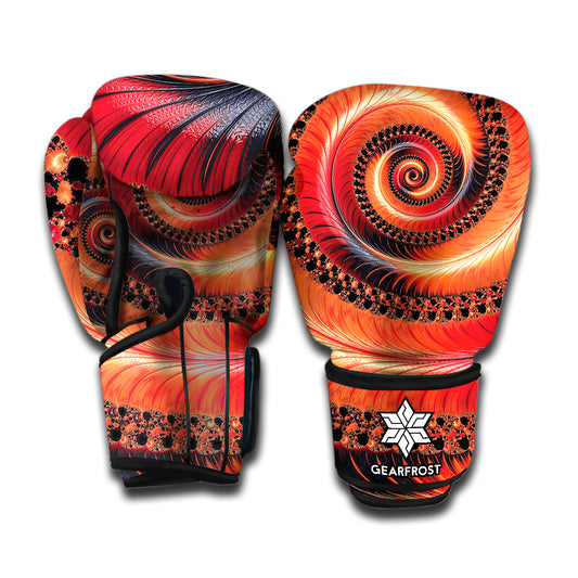 Orange Fractal Print Boxing Gloves
