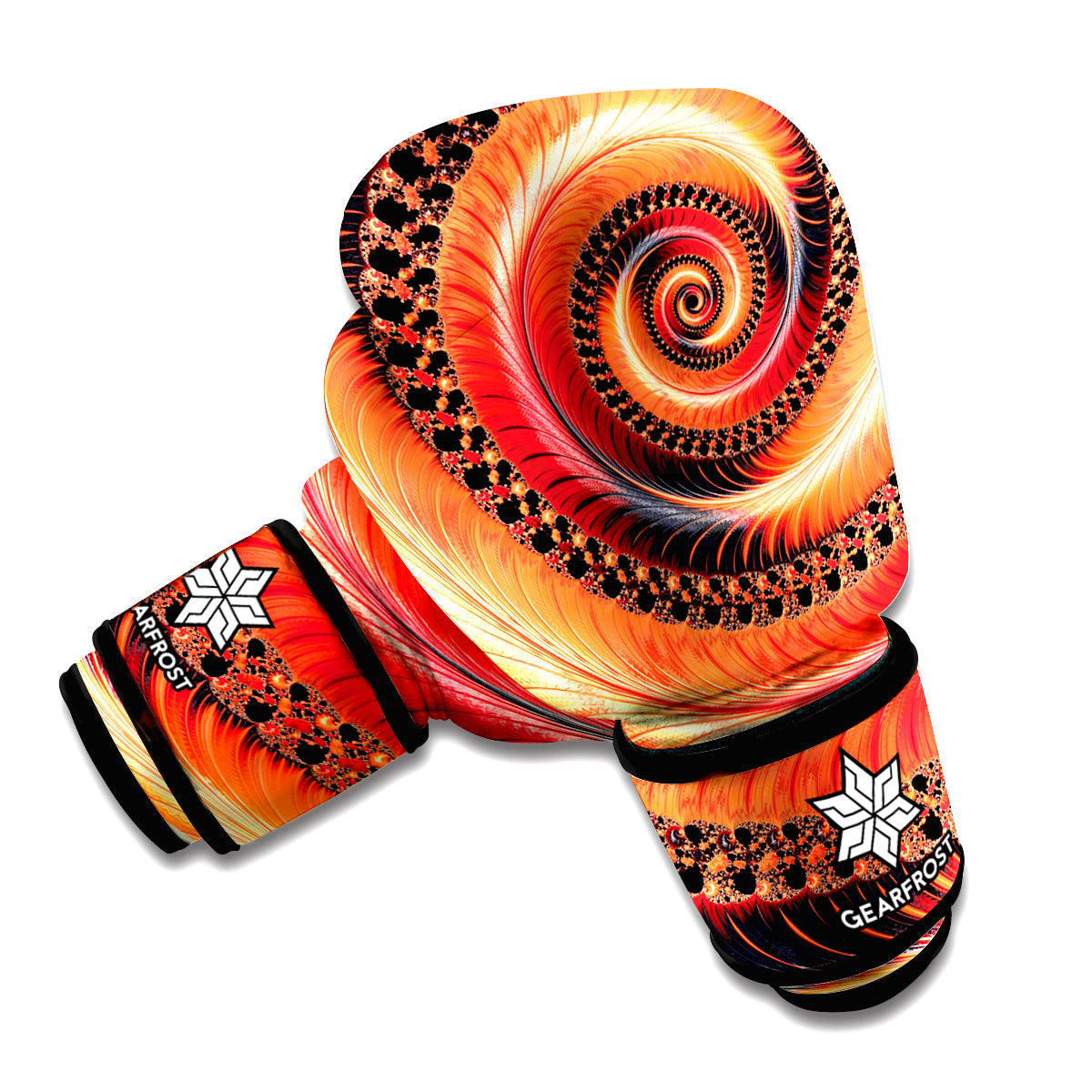 Orange Fractal Print Boxing Gloves