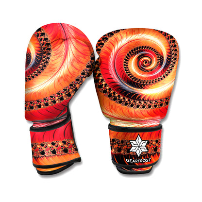 Orange Fractal Print Boxing Gloves