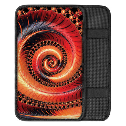 Orange Fractal Print Car Center Console Cover