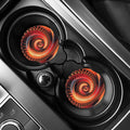 Orange Fractal Print Car Coasters