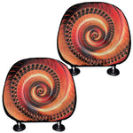 Orange Fractal Print Car Headrest Covers