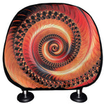 Orange Fractal Print Car Headrest Covers