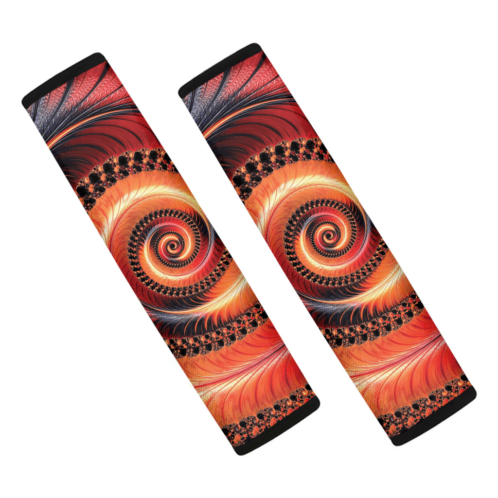 Orange Fractal Print Car Seat Belt Covers