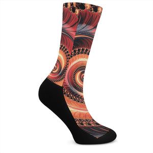 Orange Fractal Print Crew Socks