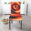Orange Fractal Print Dining Chair Slipcover