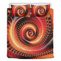 Orange Fractal Print Duvet Cover Bedding Set