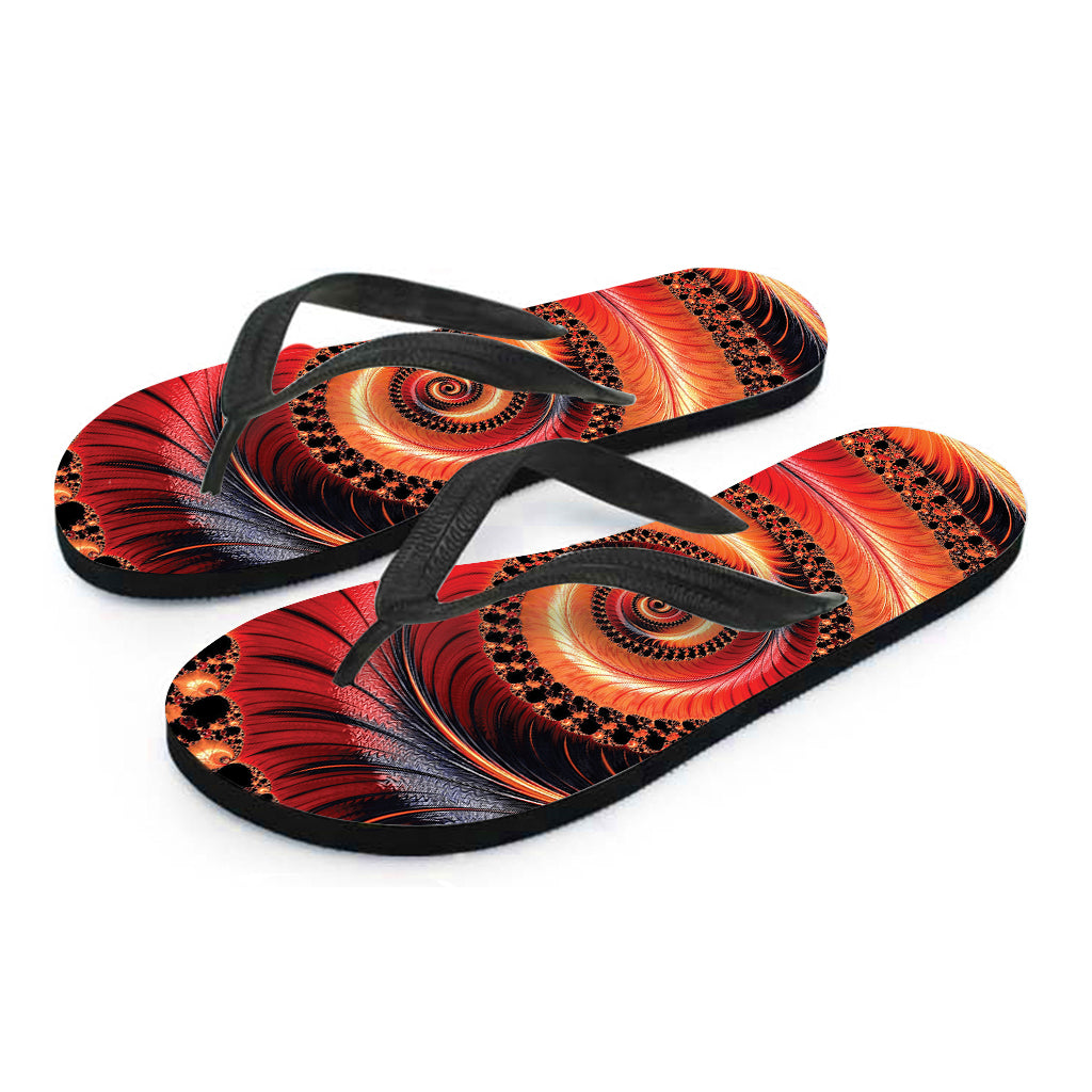 Orange Fractal Print Flip Flops