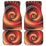 Orange Fractal Print Front and Back Car Floor Mats