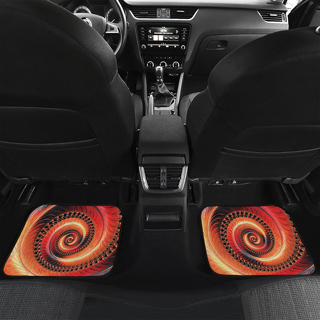 Orange Fractal Print Front and Back Car Floor Mats