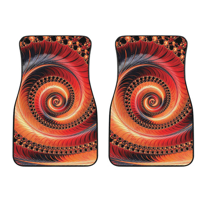 Orange Fractal Print Front Car Floor Mats
