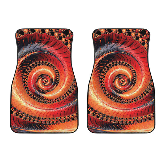 Orange Fractal Print Front Car Floor Mats