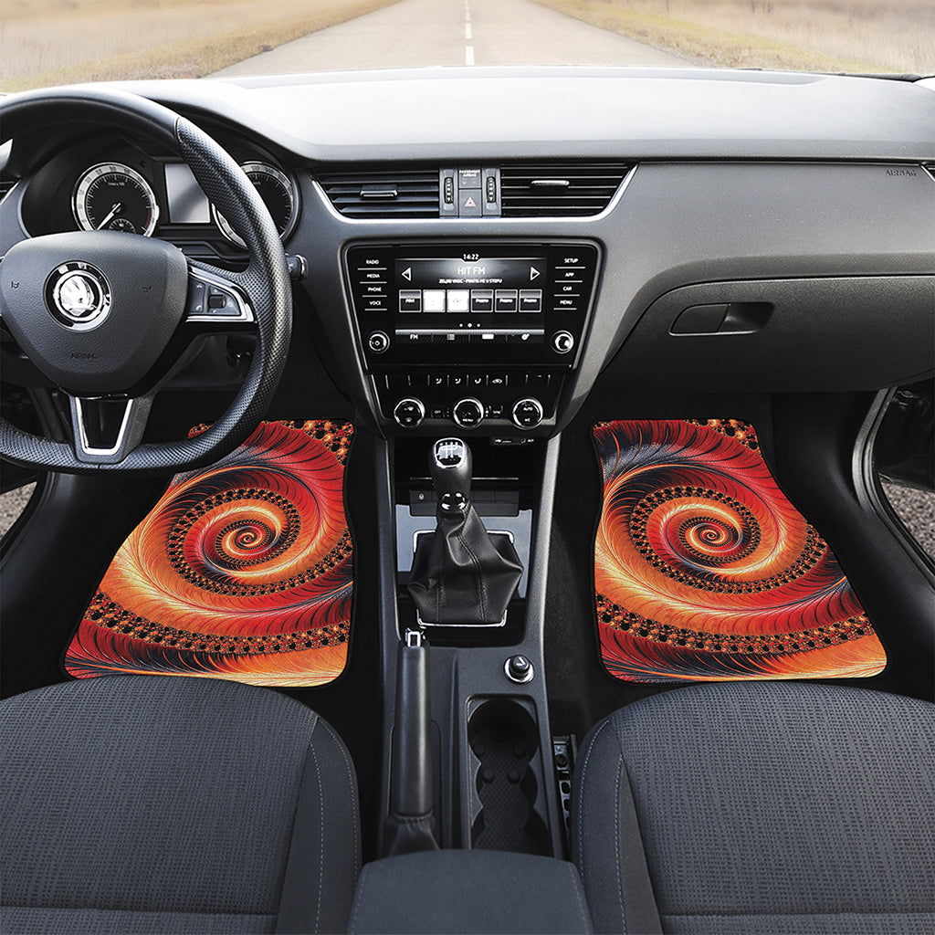 Orange Fractal Print Front Car Floor Mats
