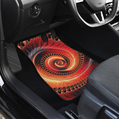 Orange Fractal Print Front Car Floor Mats