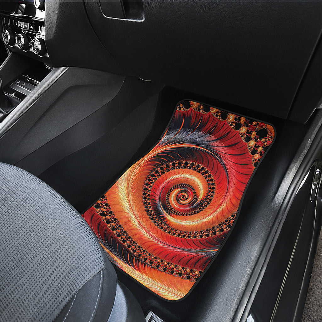 Orange Fractal Print Front Car Floor Mats