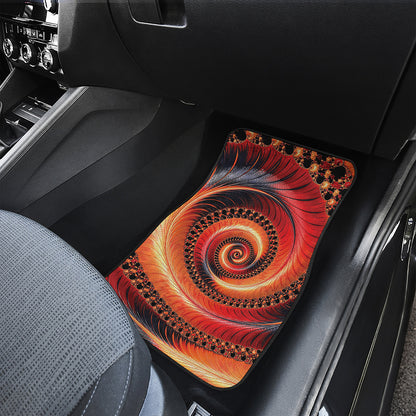 Orange Fractal Print Front Car Floor Mats