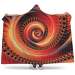 Orange Fractal Print Hooded Blanket