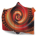 Orange Fractal Print Hooded Blanket