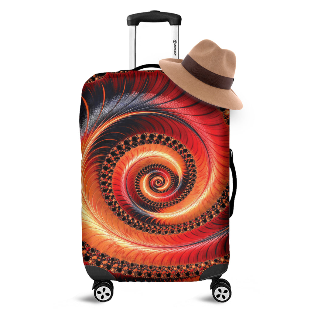 Orange Fractal Print Luggage Cover