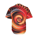 Orange Fractal Print Men's Baseball Jersey