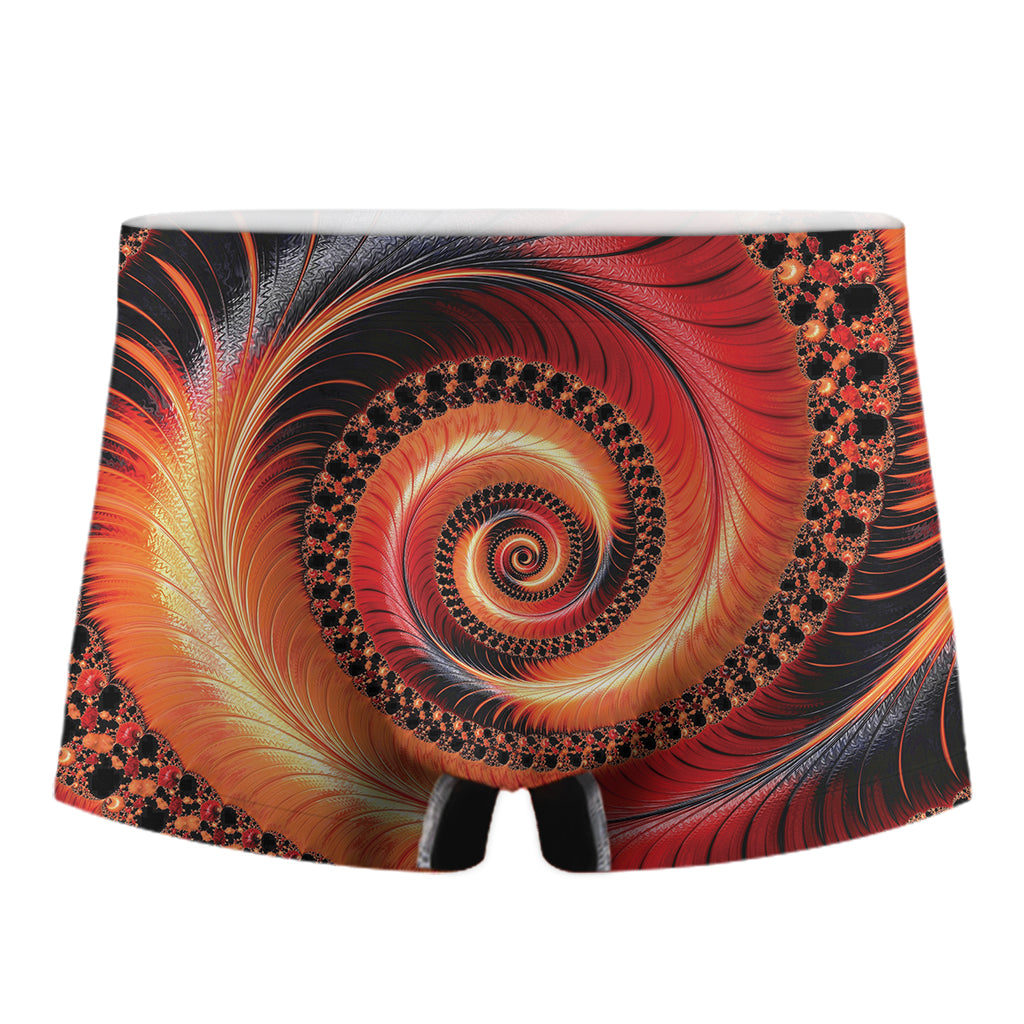 Orange Fractal Print Men's Boxer Briefs