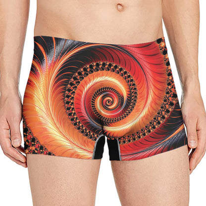 Orange Fractal Print Men's Boxer Briefs