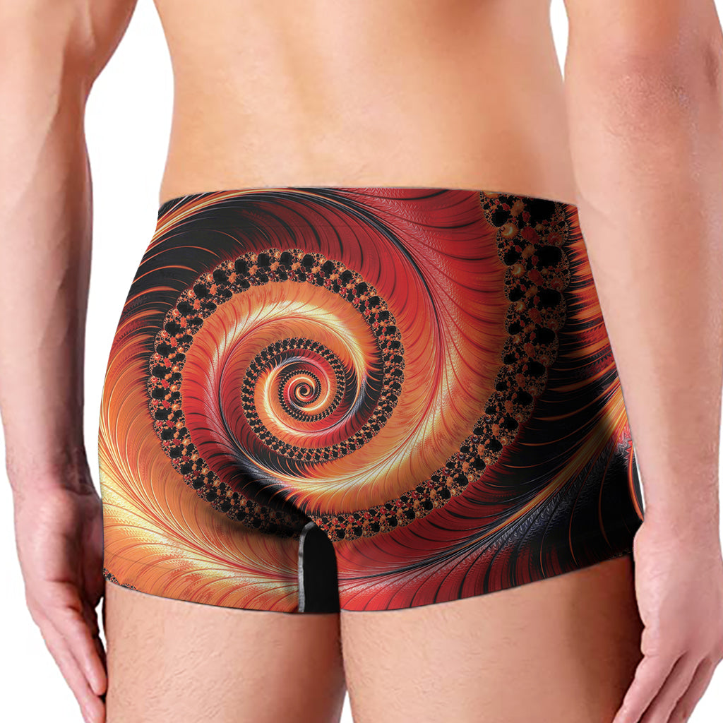 Orange Fractal Print Men's Boxer Briefs