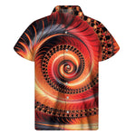 Orange Fractal Print Men's Short Sleeve Shirt