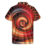 Orange Fractal Print Men's Short Sleeve Shirt
