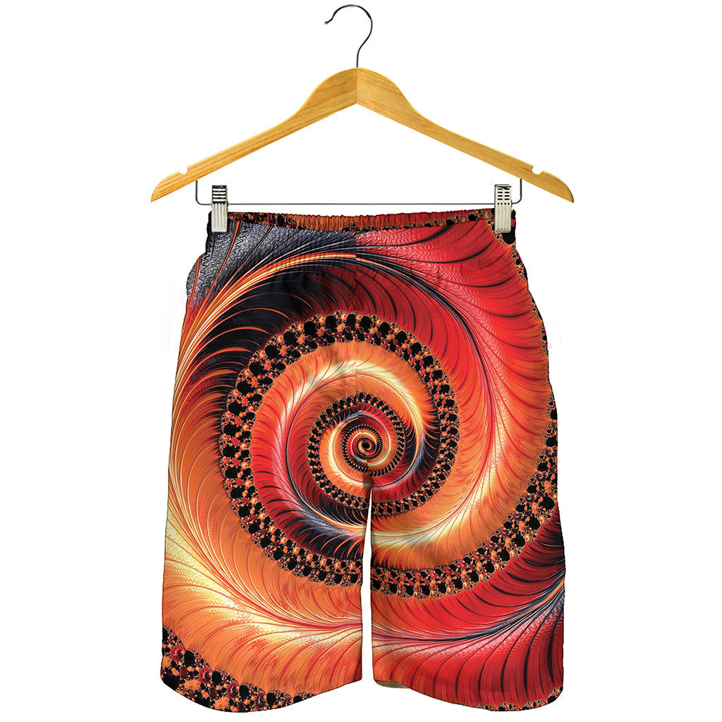 Orange Fractal Print Men's Shorts