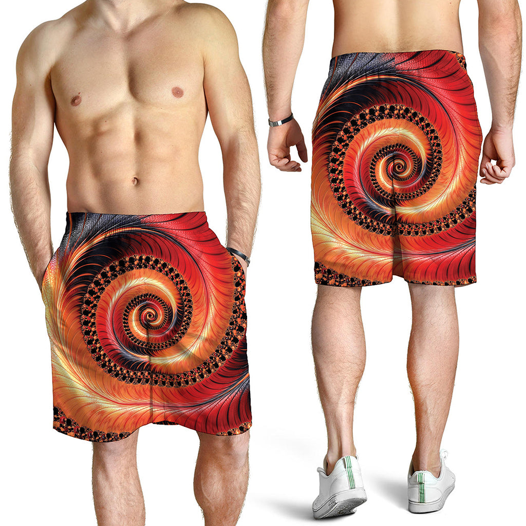 Orange Fractal Print Men's Shorts
