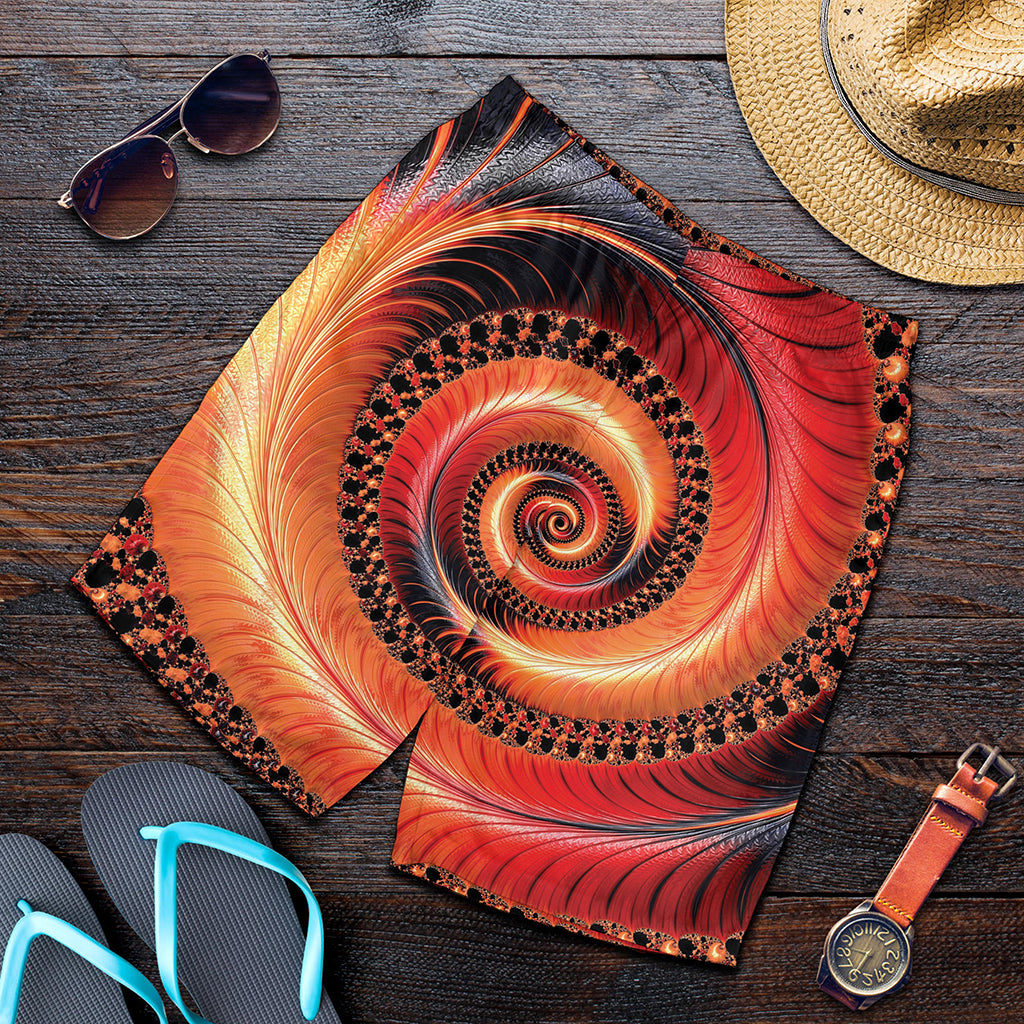 Orange Fractal Print Men's Shorts