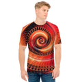 Orange Fractal Print Men's T-Shirt
