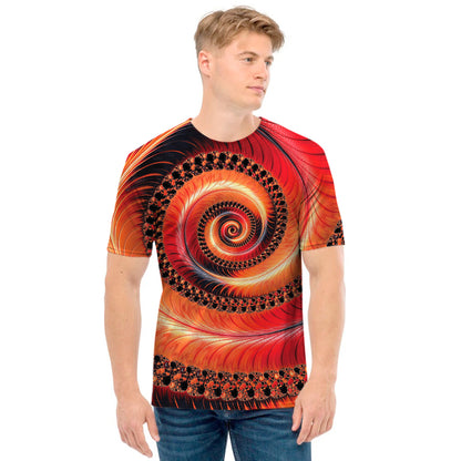 Orange Fractal Print Men's T-Shirt