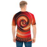 Orange Fractal Print Men's T-Shirt