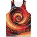 Orange Fractal Print Men's Tank Top