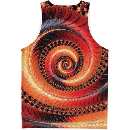 Orange Fractal Print Men's Tank Top