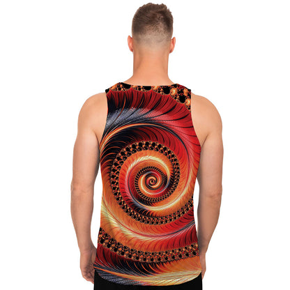 Orange Fractal Print Men's Tank Top