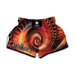 Orange Fractal Print Muay Thai Boxing Shorts
