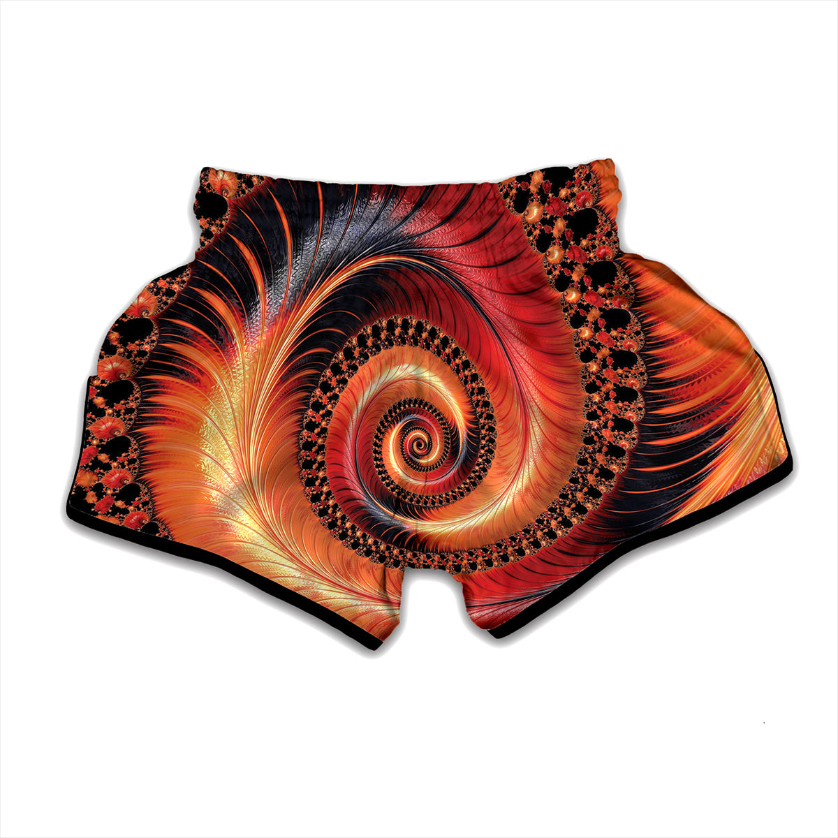Orange Fractal Print Muay Thai Boxing Shorts