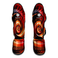Orange Fractal Print Muay Thai Shin Guards