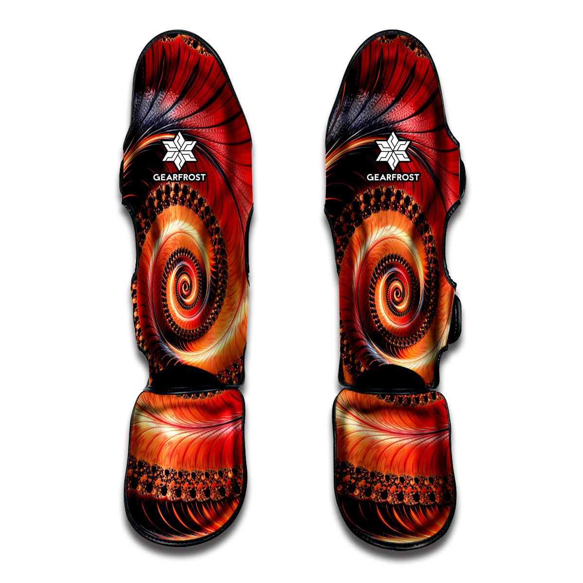 Orange Fractal Print Muay Thai Shin Guard