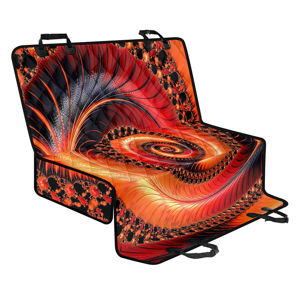 Orange Fractal Print Pet Car Back Seat Cover
