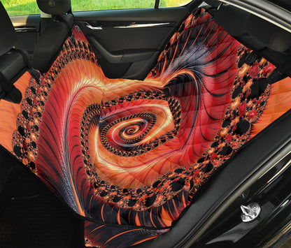 Orange Fractal Print Pet Car Back Seat Cover