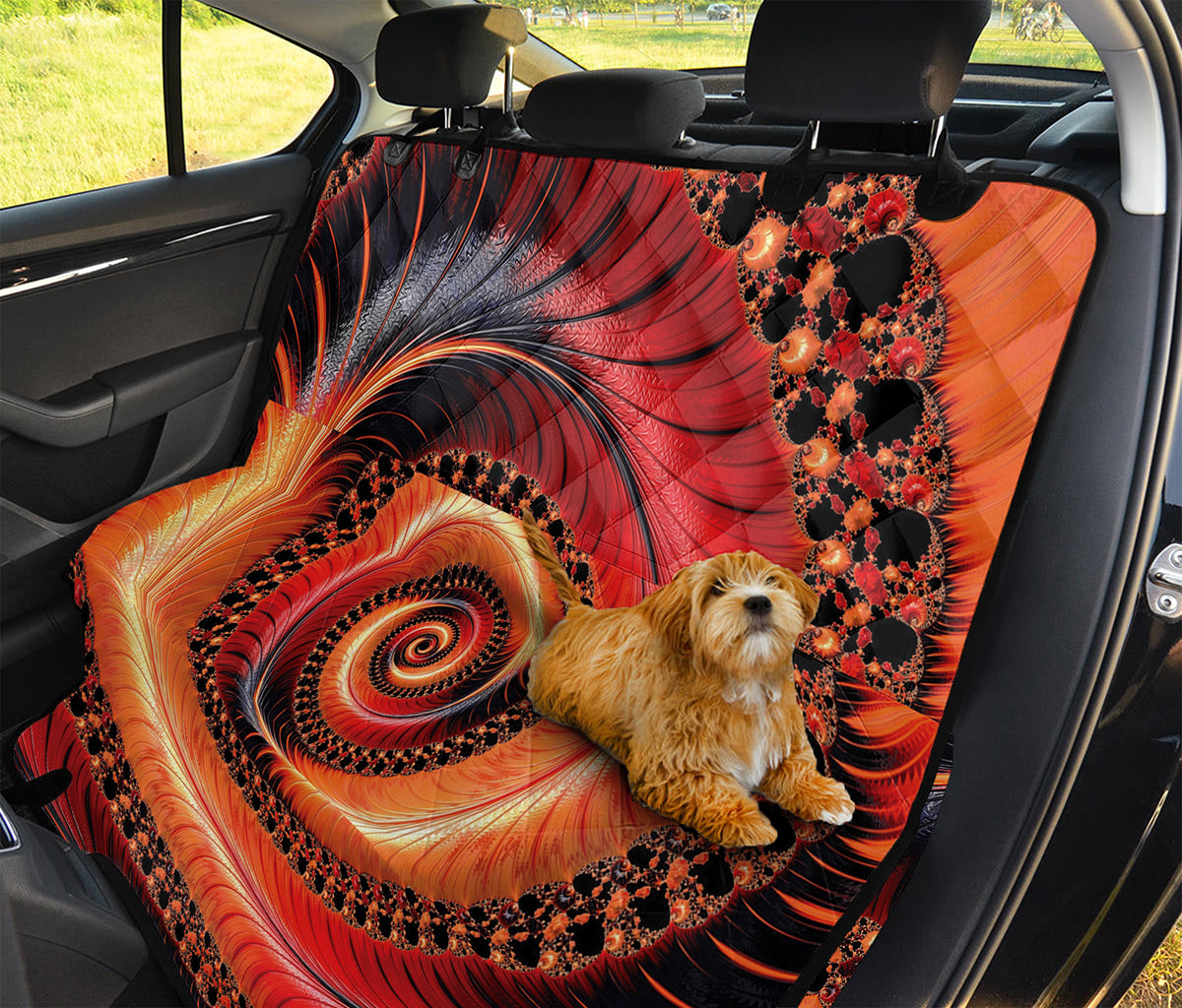 Orange Fractal Print Pet Car Back Seat Cover