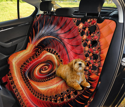 Orange Fractal Print Pet Car Back Seat Cover